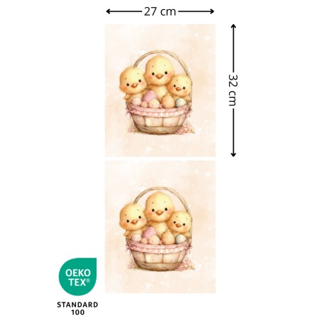 Panneau à coudre - Sac de Pâques Enfant - Poussins Panier - Oeko-Tex®