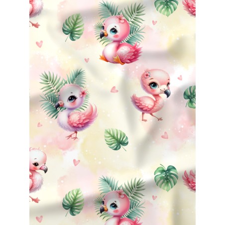 Tissu coton imprimé pour enfants Flamingo - Certifié Oeko-Tex®