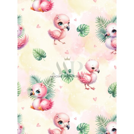 Tissu coton imprimé pour enfants Flamingo - Certifié Oeko-Tex®