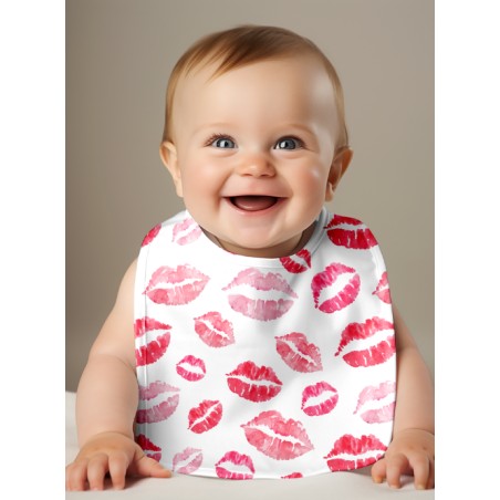 Panneau Bavoir Bisous – pour Bavoir Bébé 3 à 12 mois – Tissu coton Oeko-Tex® a réaliser soi-même