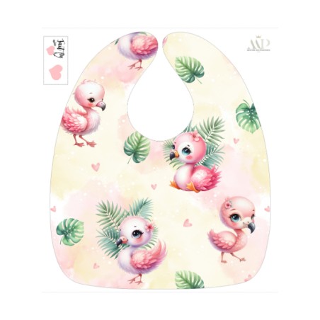 Panneau Bavoir Flamingo – pour Bavoir Bébé 3 à 12 mois – Tissu coton Oeko-Tex® a réaliser soi-même