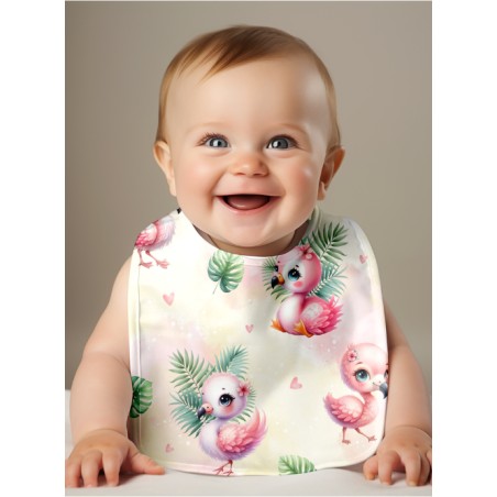 Panneau Bavoir Flamingo – pour Bavoir Bébé 3 à 12 mois – Tissu coton Oeko-Tex® a réaliser soi-même