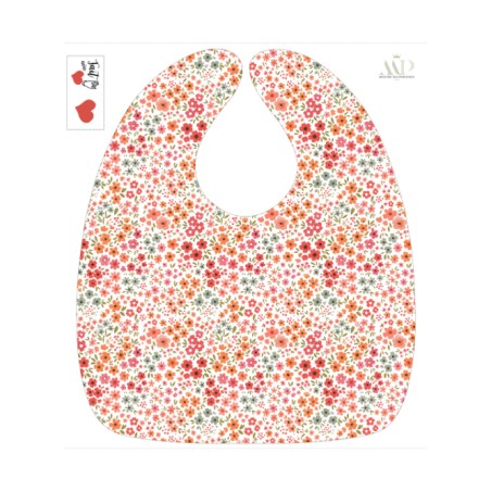 Panneau Bavoir Petites Fleurs Corail – pour Bavoir Bébé 3 à 12 mois – Tissu coton Oeko-Tex® a réaliser soi-même