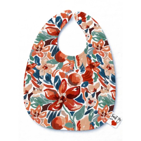 Panneau Bavoir Fleurs Bohème – pour Bavoir Bébé 3 à 12 mois – Tissu coton Oeko-Tex® a réaliser soi-même