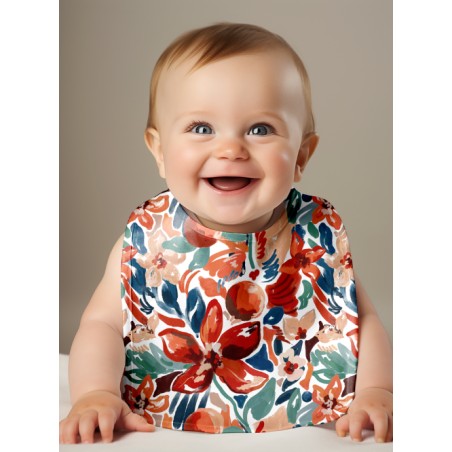 Panneau Bavoir Fleurs Bohème – pour Bavoir Bébé 3 à 12 mois – Tissu coton Oeko-Tex® a réaliser soi-même