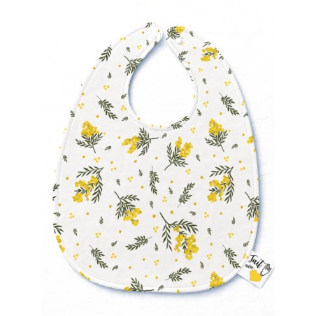 Panneau Bavoir Fleurs Mimosa – pour Bavoir Bébé 3 à 12 mois – Tissu coton Oeko-Tex® a réaliser soi-même