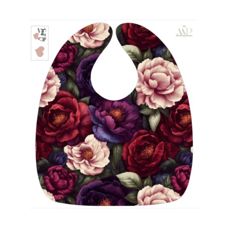 Panneau Bavoir Fleurs Pivoine – pour Bavoir Bébé 3 à 12 mois – Tissu coton Oeko-Tex® a réaliser soi-même