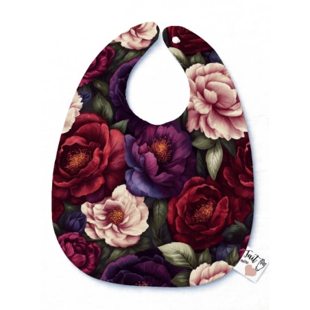 Panneau Bavoir Fleurs Pivoine – pour Bavoir Bébé 3 à 12 mois – Tissu coton Oeko-Tex® a réaliser soi-même