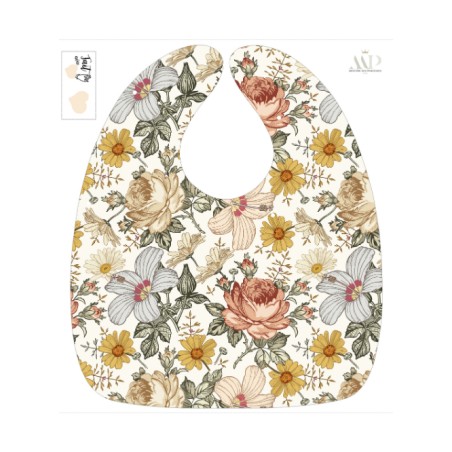 Panneau Bavoir Fleurs Vintage – pour Bavoir Bébé 3 à 12 mois – Tissu coton Oeko-Tex® a réaliser soi-même