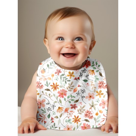 Panneau Bavoir Fleurs Des Champs – pour Bavoir Bébé 3 à 12 mois – Tissu coton Oeko-Tex® a réaliser soi-même