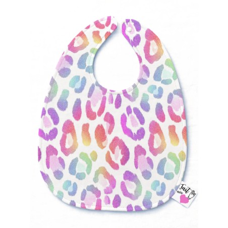 Panneau Bavoir Léopard Rainbow – pour Bavoir Bébé 3 à 12 mois – Tissu coton Oeko-Tex® a réaliser soi-même