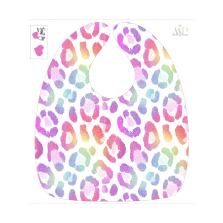 Panneau Bavoir Léopard Rainbow – pour Bavoir Bébé 3 à 12 mois – Tissu coton Oeko-Tex® a réaliser soi-même