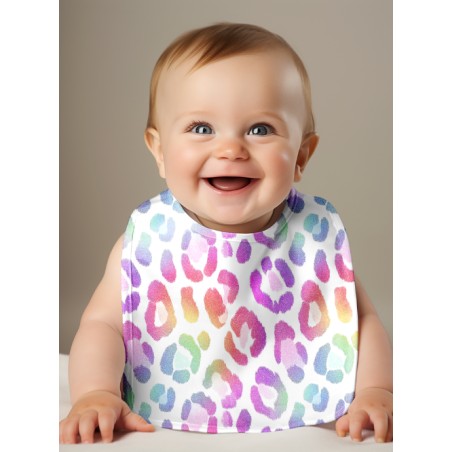 Panneau Bavoir Léopard Rainbow – pour Bavoir Bébé 3 à 12 mois – Tissu coton Oeko-Tex® a réaliser soi-même
