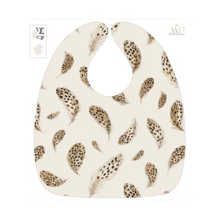 Panneau Bavoir Plumes Léopard – pour Bavoir Bébé 3 à 12 mois – Tissu coton Oeko-Tex® a réaliser soi-même