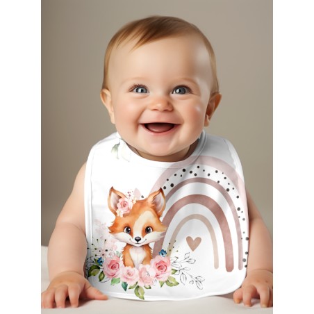 Panneau Bavoir Renard Rainbow– pour Bavoir Bébé 3 à 12 mois – Tissu coton Oeko-Tex® a réaliser soi-même