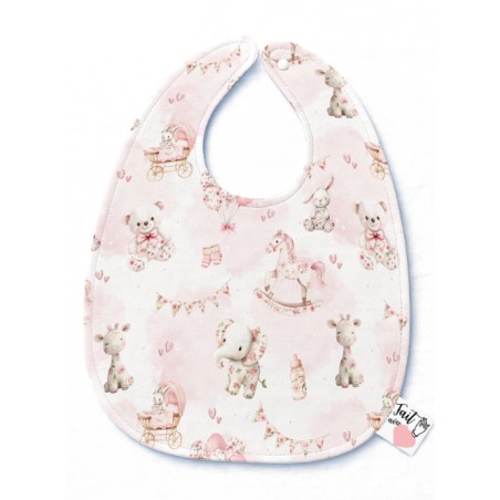Panneau Bavoir Toile De Jouy Rose – pour Bavoir Bébé 3 à 12 mois – Tissu coton Oeko-Tex® a réaliser soi-même