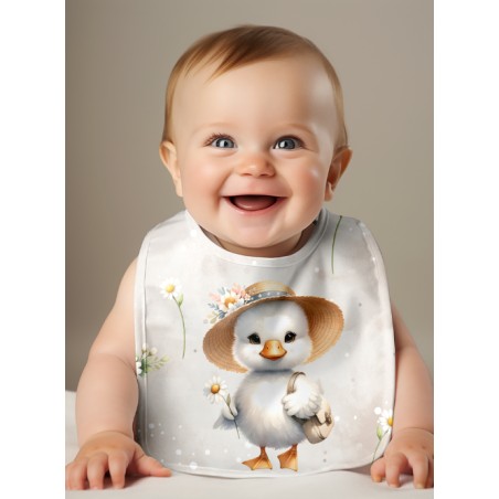 Panneau Bavoir Oie & Marguerite – pour Bavoir Bébé 3 à 12 mois – Tissu coton Oeko-Tex® a réaliser soi-même