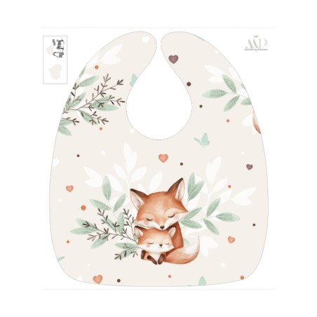 Panneau Bavoir Renarde Et Son Bébé – pour Bavoir Bébé 3 à 12 mois – Tissu coton Oeko-Tex® a réaliser soi-même