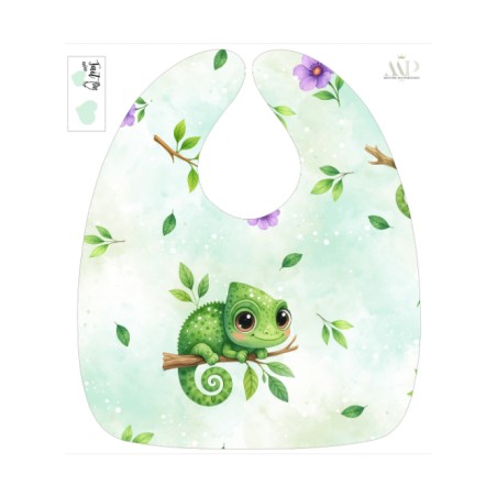 Panneau Bavoir Caméléon – pour Bavoir Bébé 3 à 12 mois – Tissu coton Oeko-Tex® a réaliser soi-même