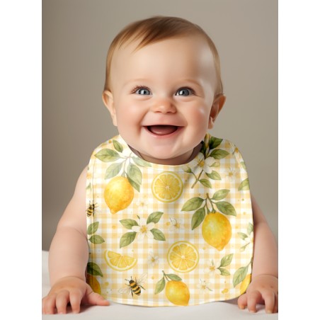Panneau Bavoir Citron – pour Bavoir Bébé 3 à 12 mois – Tissu coton Oeko-Tex® a réaliser soi-même