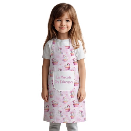 Tissu coton “Chat Cupcake” – chaton, kawaii, gourmands - Certifié Oeko-Tex®