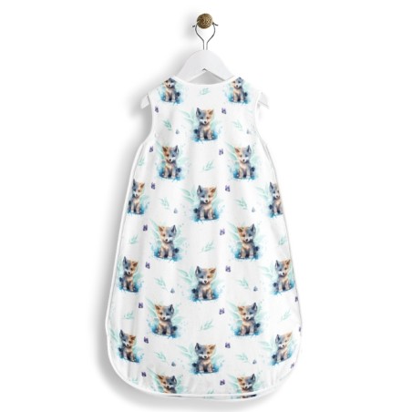 Coupon gigoteuse Louveteau Bleu – tissu coton Oeko-Tex – kit couture facile, cadeau naissance, couture DIY