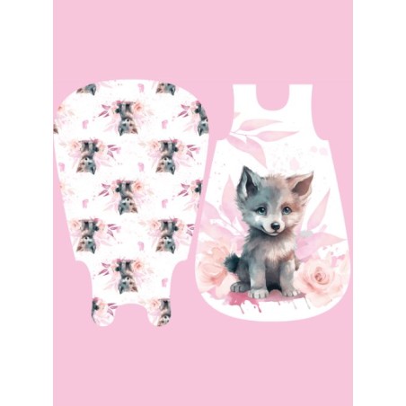 Coupon gigoteuse Louveteau Rose – tissu coton Oeko-Tex – kit couture facile, cadeau naissance, couture DIY