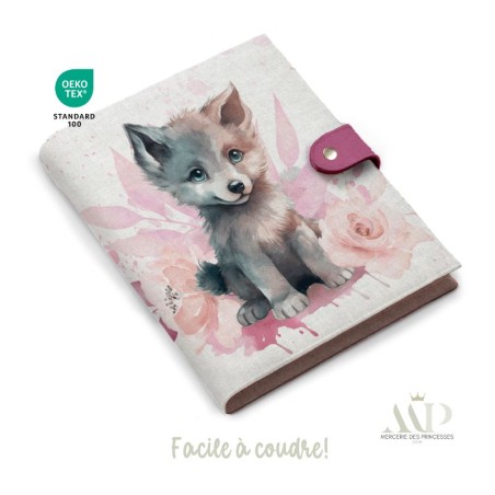 Panneau de couture Protège Carnet de Santé - Motif Louveteau Rose -  DIY - Tissu Patron pour création naissance