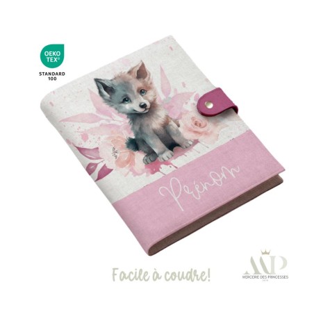Panneau de couture Protège Carnet de Santé - Motif Louveteau Rose -  DIY - Tissu Patron pour création naissance