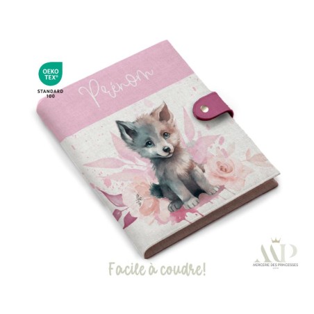 Panneau de couture Protège Carnet de Santé - Motif Louveteau Rose -  DIY - Tissu Patron pour création naissance