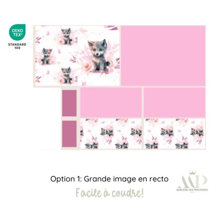 Panneau de couture Protège Carnet de Santé - Motif Louveteau Rose -  DIY - Tissu Patron pour création naissance