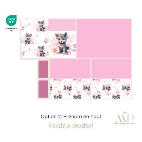 Panneau de couture Protège Carnet de Santé - Motif Louveteau Rose -  DIY - Tissu Patron pour création naissance