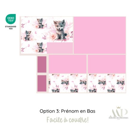 Panneau de couture Protège Carnet de Santé - Motif Louveteau Rose -  DIY - Tissu Patron pour création naissance
