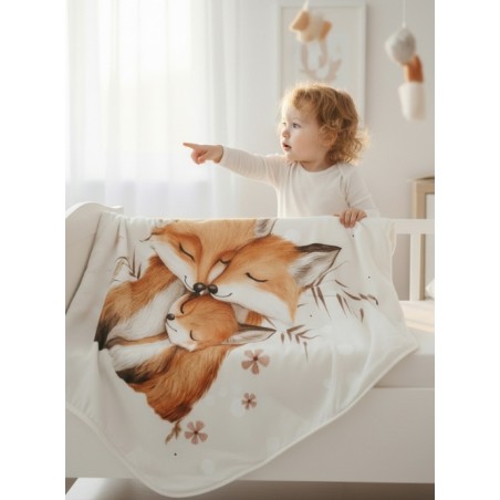 Coupon couverture Famille de Renard – Oeko-Tex – 75x100, 100x150 ou 150x200 cm – couture facile, cadeau naissance