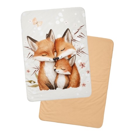 Coupon couverture Famille de Renard – Oeko-Tex – 75x100, 100x150 ou 150x200 cm – couture facile, cadeau naissance
