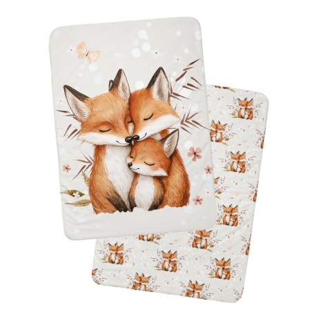 Coupon couverture Famille de Renard – Oeko-Tex – 75x100, 100x150 ou 150x200 cm – couture facile, cadeau naissance