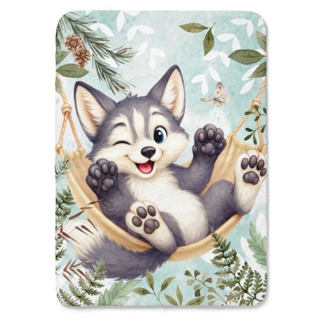 Coupon couverture Husky dans son Hamac – Oeko-Tex – 75x100, 100x150 ou 150x200 cm – couture facile, cadeau naissance
