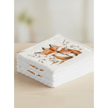 Coupon Lingettes Famille Renard coton imprimé à réaliser soi-même  - Certifié Oeko-Tex®