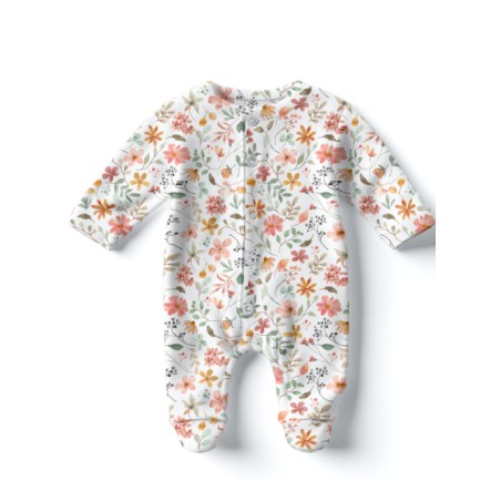 Tissu coton bébé “Rêverie Botanique” – Motif fleurs aquarelle - Certifié Oeko-Tex®