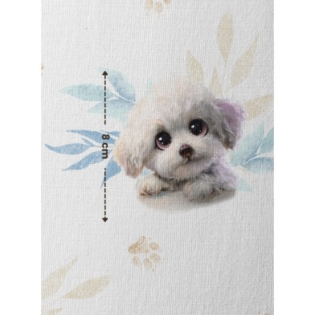 Tissu coton bébé “Petit Bichon Bleu” – Motif chien aquarelle - Certifié Oeko-Tex®