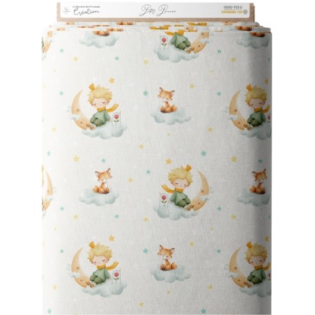 Tissu coton bébé “Petit Prince” – Motif poetique aquarelle - Certifié Oeko-Tex®