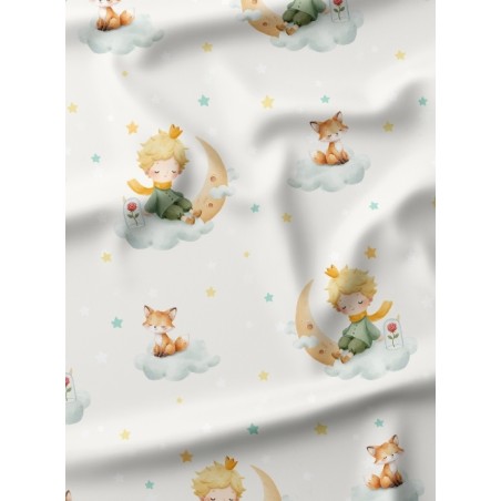 Tissu coton bébé “Petit Prince” – Motif poetique aquarelle - Certifié Oeko-Tex®