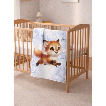 Coupon couverture Renard Bleu – Oeko-Tex – 75x100, 100x150 ou 150x200 cm – couture facile, cadeau naissance