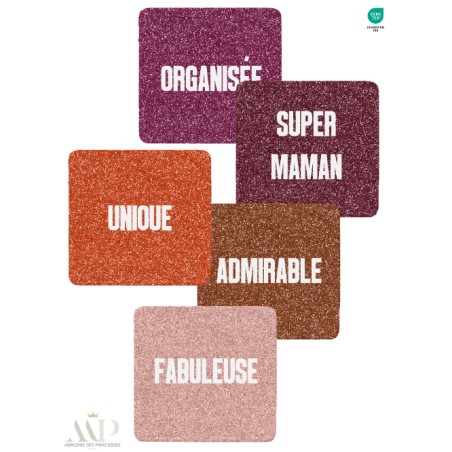 Panneau 10 Lingettes Lavables Spécial Maman – Messages Positifs Impression Pailleté – DIY Couture