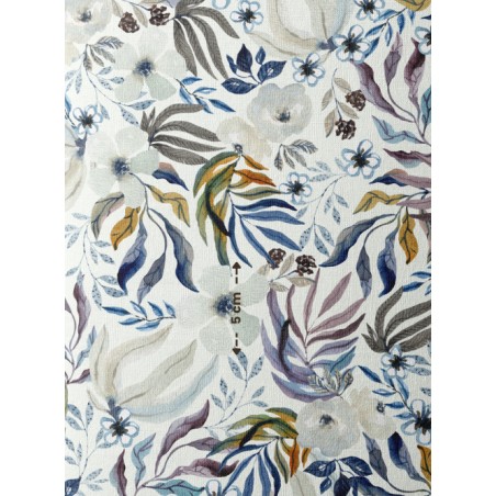 Tissu coton  “Fleurs Sauvages Marine” – Motif fleuri aquarelle - Certifié Oeko-Tex®