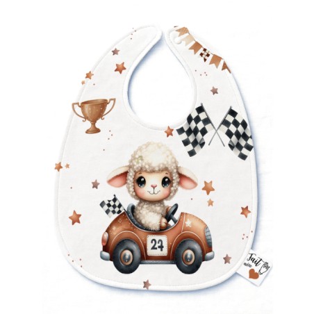 Panneau Bavoir Voiture De Course Mouton– pour Bavoir Bébé 3 à 12 mois – Tissu coton Oeko-Tex® a réaliser soi-même