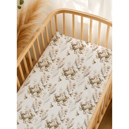 Tissu coton “Canards Dans Les Champs” – Motif petits canetons – Certifié Oeko-Tex®