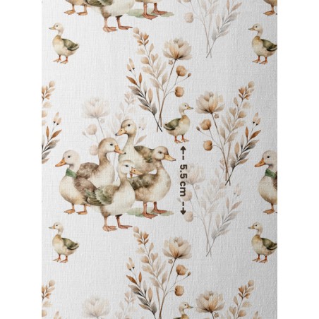 Tissu coton “Canards Dans Les Champs” – Motif petits canetons – Certifié Oeko-Tex®