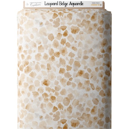 Tissu imprimé Léopard Beige Aquarelle - Certifié Oeko-Tex®