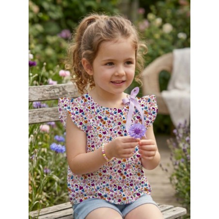 Tissu imprimé Fleurs Bloomie – Aubergine & Rose - Certifié Oeko-Tex®